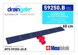 Mesa Teknik MTS 59250 S Sifon Uyumlu Paslanmaz Kasalı Duş Kanalı — 60 cm, Mat Siyah