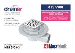 Mesa Teknik Drainer Yükseklik ve Yön Ayarlı Tesisat Süzgeci (MTS 5900–6300) — Mikro (10x10 cm), Yan Çıkış Ø100 mm, 3 cm