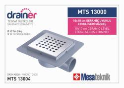 Mesa Teknik Drainer Etekli Seri Klasik Süzgeç (MTS 13000 / 13100) — 10x10 cm, Yan Çıkış Ø50 mm