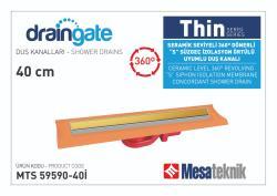 Mesa Teknik MTS 59590i Thin Serisi 360° Dönerli S Süzgeç Uyumlu İzolasyon Örtülü Duş Kanalı — 40 cm, Altın