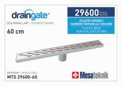 Mesa Teknik MTS 29600 Plastik Gövdeli Klasik Seri Alttan Çıkışlı Ø50 mm Duş Kanalı — 60 cm