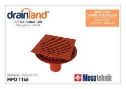 Mesa Teknik Drainland Iron Drain Pik Döküm Çatı Süzgeci — Dik iniş, ızgaralı