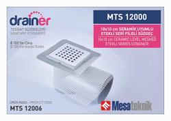 Mesa Teknik Drainer Etekli Seri Fileli Süzgeç (MTS 12000 / 12100) — 10x10 cm, Yan Çıkış Ø100 mm