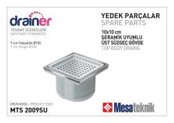 Mesa Teknik Drainer Üst Süzgeç Gövde Seti (Yedek) — 10x10 cm, Seramik Uyumlu, 9 cm