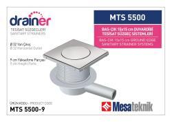 Mesa Teknik Drainer Basçık Duvardibi Tesisat Süzgeci (MTS 5400 / 5500) — 15x15 cm, Yan Çıkış Ø32 mm