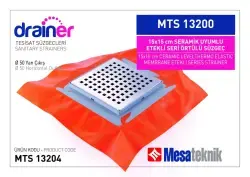 Mesa Teknik Drainer Etekli Seri Örtülü Süzgeç (MTS 12200 / 13200) — 15x15 cm, Yan Çıkış Ø50 mm