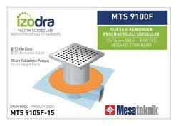 Mesa Teknik Izodra Kendinden Perçinli Fileli Süzgeç Sistemi (MTS 8900F–9300F) — 15x15 cm, Yan Çıkış Ø70 mm, 15 cm