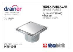 Mesa Teknik Drainer Üst Süzgeç Gövde Seti (Yedek) — 15x15 cm, Dolu Kapak, 9 cm