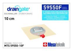 Mesa Teknik MTS 59550F S Sifon Uyumlu Seramik Seviyeli İzolasyon Fileli Duş Kanalı — 10 cm