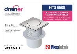 Mesa Teknik Drainer Basçık Duvardibi Tesisat Süzgeci (MTS 5400 / 5500) — 15x15 cm, Alt Çıkış Ø100 mm