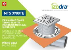 Mesa Teknik Izodra Termo Elastik Örtü Paslanmaz Flanş Montajlı Süzgeç Sistemi (MTS 3900TE–4300TE) — 15x15 cm, Alt Çıkış Ø70 mm, 3 cm