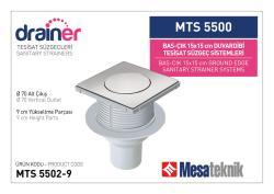 Mesa Teknik Drainer Basçık Duvardibi Tesisat Süzgeci (MTS 5400 / 5500) — 15x15 cm, Alt Çıkış Ø70 mm