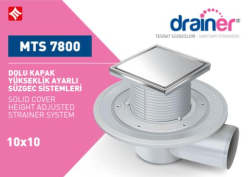 Mesa Teknik Drainer Dolu Kapaklı Yükseklik Ayarlı Süzgeç (MTS 7800 / 7900) — 15x15 cm, Yan Çıkış Ø32 mm