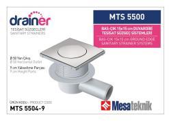 Mesa Teknik Drainer Basçık Duvardibi Tesisat Süzgeci (MTS 5400 / 5500) — 15x15 cm, Yan Çıkış Ø50 mm