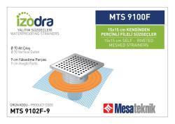 Mesa Teknik Izodra Kendinden Perçinli Fileli Süzgeç Sistemi (MTS 8900F–9300F) — 15x15 cm, Alt Çıkış Ø70 mm, 9 cm