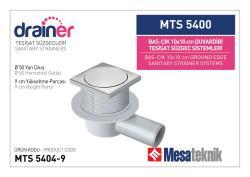 Mesa Teknik Drainer Basçık Duvardibi Tesisat Süzgeci (MTS 5400 / 5500) — 10x10 cm, Yan Çıkış Ø50 mm