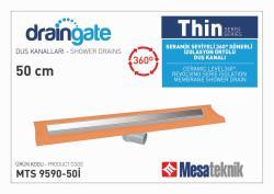 Mesa Teknik MTS 9590i Thin Serisi 360° Dönerli İzolasyon Örtülü Duş Kanalı — 50 cm, Krom