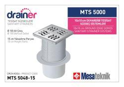 Mesa Teknik Drainer Duvardibi Tesisat Süzgeci (MTS 4900–5300) — 10x10 cm, Alt Çıkış Ø100 mm, 15 cm