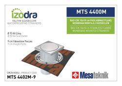 Mesa Teknik Izodra Basçık Paslanmaz Flanş Membran Montajlı Süzgeç Sistemi (MTS 4400M / 4500M) — 10x10 cm, Alt Çıkış Ø70 mm