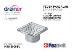 Mesa Teknik Drainer Üst Süzgeç Gövde Seti (Yedek) — 15x15 cm, Seramik Uyumlu, 9 cm