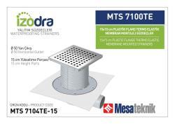 Mesa Teknik Izodra Termo Elastik Örtü Plastik Flanş Montajlı Süzgeç Sistemi (MTS 6900TE–7300TE) — 15x15 cm, Yan Çıkış Ø50 mm, 15 cm