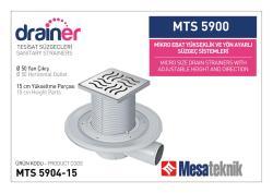 Mesa Teknik Drainer Yükseklik ve Yön Ayarlı Tesisat Süzgeci (MTS 5900–6300) — Mikro (10x10 cm), Yan Çıkış Ø50 mm, 15 cm