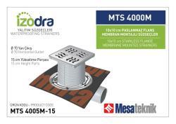 Mesa Teknik Izodra Paslanmaz Flanş Membran Montajlı Süzgeç Sistemi (MTS 3900M–4300M) — 10x10 cm, Yan Çıkış Ø70 mm, 15 cm