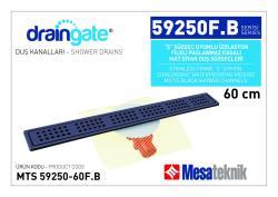 Mesa Teknik MTS 59250F S Sifon Uyumlu İzolasyon Fileli Paslanmaz Kasalı Duş Kanalı — 60 cm, Mat Siyah