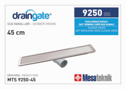 Mesa Teknik MTS 9250 Paslanmaz Gövdeli 360° Dönerli Duş Kanalı — 45 cm, Paslanmaz