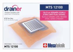 Mesa Teknik Drainer Etekli Seri Fileli Süzgeç (MTS 12000 / 12100) — 15x15 cm, Yan Çıkış Ø32 mm