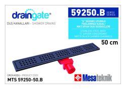 Mesa Teknik MTS 59250 S Sifon Uyumlu Paslanmaz Kasalı Duş Kanalı — 50 cm, Mat Siyah