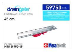 Mesa Teknik MTS 59750 S Sifon Uyumlu Seramik Montajlı Duş Kanalı — 45 cm, Paslanmaz