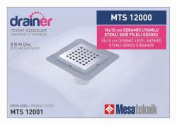 Mesa Teknik Drainer Etekli Seri Fileli Süzgeç (MTS 12000 / 12100) — 10x10 cm, Alt Çıkış Ø50 mm