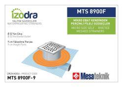 Mesa Teknik Izodra Kendinden Perçinli Fileli Süzgeç Sistemi (MTS 8900F–9300F) — Mikro (10x10 cm), Yan Çıkış Ø32 mm, 9 cm