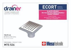 Mesa Teknik Ecort Serisi Tesisat Süzgeci — Etekli, 10x10 cm, Alt Çıkış Ø50 mm