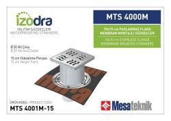 Mesa Teknik Izodra Paslanmaz Flanş Membran Montajlı Süzgeç Sistemi (MTS 3900M–4300M) — 10x10 cm, Alt Çıkış Ø50 mm, 15 cm