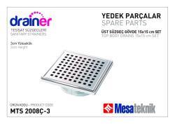 Mesa Teknik Drainer Üst Süzgeç Gövde Seti (Yedek) — 15x15 cm, Çerçeveli Izgara, 3 cm