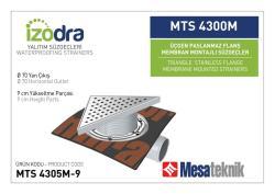 Mesa Teknik Izodra Paslanmaz Flanş Membran Montajlı Süzgeç Sistemi (MTS 3900M–4300M) — 20 cm Üçgen, Yan Çıkış Ø70 mm, 9 cm