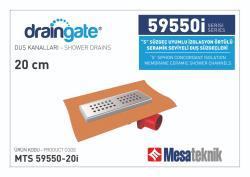 Mesa Teknik MTS 59550i S Sifon Uyumlu Seramik Seviyeli İzolasyon Örtülü Duş Kanalı — 20 cm