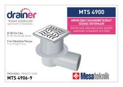 Mesa Teknik Drainer Duvardibi Tesisat Süzgeci (MTS 4900–5300) — Mikro (10x10 cm), Yan Çıkış Ø100 mm, 9 cm
