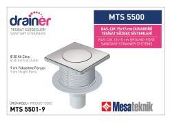 Mesa Teknik Drainer Basçık Duvardibi Tesisat Süzgeci (MTS 5400 / 5500) — 15x15 cm, Alt Çıkış Ø50 mm