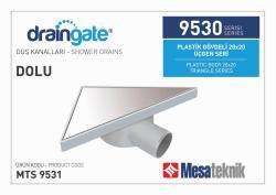 Mesa Teknik MTS 9530 Plastik Gövdeli 20 cm Üçgen Duş Süzgeci — Dolu Desen, Paslanmaz