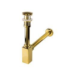 NewArc Corner Lavabo Sifonu Basmalı Deliksiz Altın