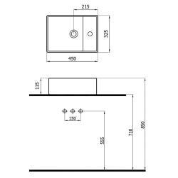 NewArc Minline Tezgah Üstü Lavabo 32,5x45x14 cm Mat Antrasit
