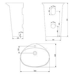 NewArc Stella Monoblok Lavabo 56,5x45x85 cm Parlak Kırmızı