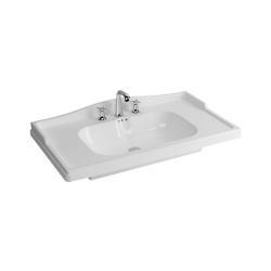 NewArc Elite Mobilya Uyumlu Lavabo (Üç Batarya Delikli) 80x46x8 cm Parlak Beyaz