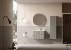 Orka Rate Collection MOONLIGHT ÇİFT ÇEKMECELİ Banyo Dolabı Mat Vizon Lake 70 cm uygulama örneği