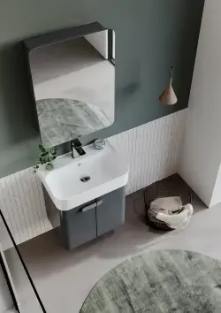 Orka Only Collection ORBIT Banyo Dolabı Parlak Antrasit Lake 55 cm uygulama örneği