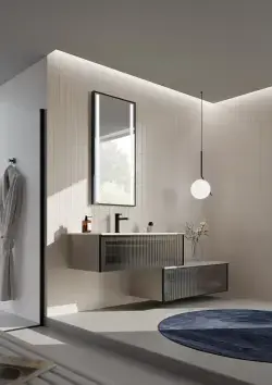 Orka Amorf Collection URBAN Çekmeceli Banyo Dolabı VİZON 80 cm uygulama örneği
