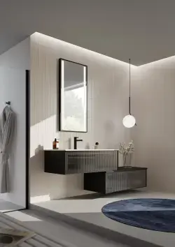Orka Amorf Collection URBAN Çekmeceli Banyo Dolabı SİYAH 80 cm uygulama örneği